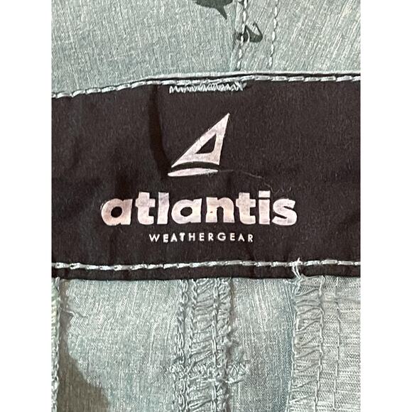 Atlantis WeatherGear Shorts Mens 34 Green Hammerhead Shark Print Stretch Chino - Picture 9 of 11